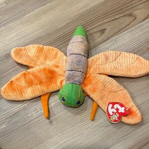 Ty Plush Dragonfly with Orange Wings and Green Body